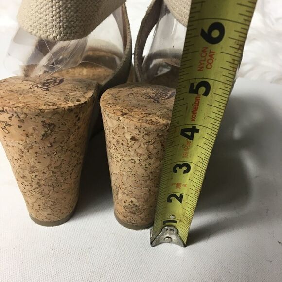 Lucky Brand cork wedge khaki elastic sandals SZ10w - Picture 6 of 7